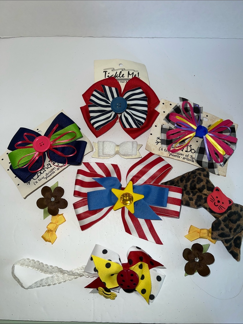 Tickle Me And Other Assorted Colorful Red & Navy Striped Kids Hair Accessories